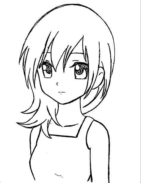 Anime Girl Head Outline Sketch Coloring Page