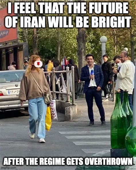 Iranian Woman Without Hijab Passing By A News Reporter Imgflip