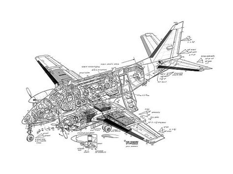 Beech King Air A100 Cutaway Drawing Available As Framed Prints Photos