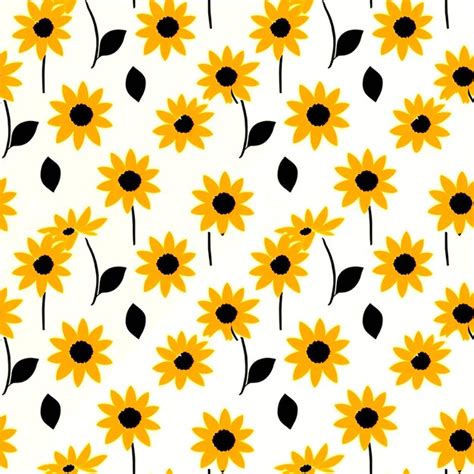 Premium Vector Cute Sunflower Seamless Pattern