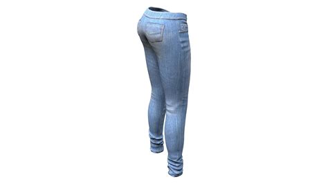 3d Model Unbuttoned Torn Denim Jeans Pants Vr Ar Low Poly Cgtrader