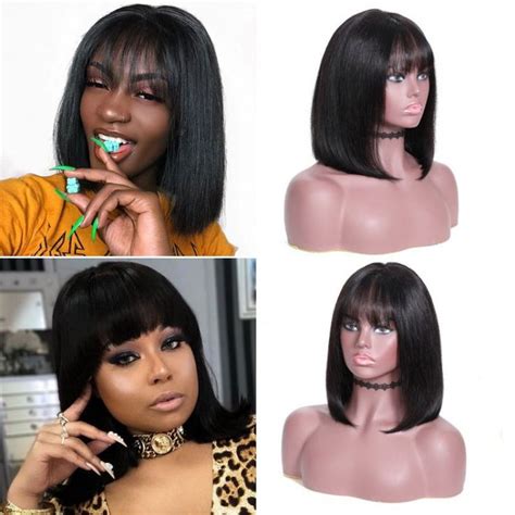 Beautyforever Natural Hair Colors Realistic Lace Front Wigs With Bangs Human Hair Bob Wigs