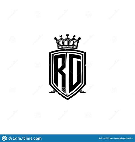 Rd Logo Monogram Shield Crown Luxury Design Stock Vector Illustration