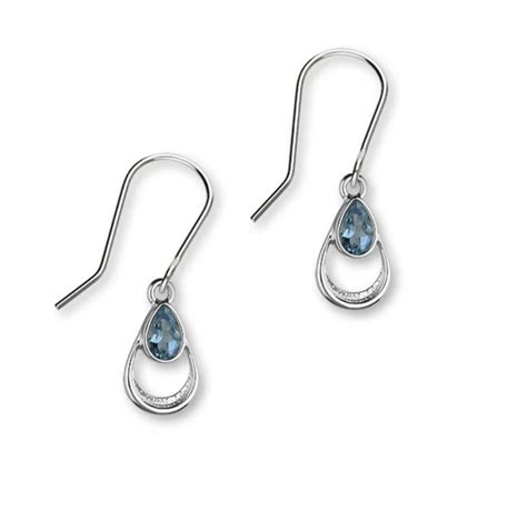 March Birthstone Silver Earrings Ce405 Aquamarine Etsy