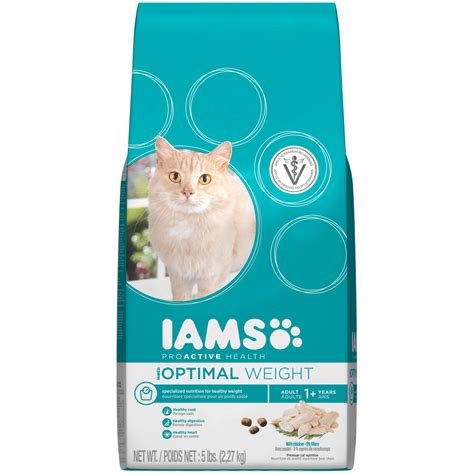 Iams proactive health dry cat food is carefully formulated to give your cat companion all the nutrients she needs for a healthy diet. Iams Proactive Health Adult Optimal Weight Dry Cat Food, 5 ...
