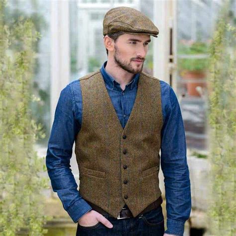 Brown Irish Vest For Men Full Tweed Made In Ireland