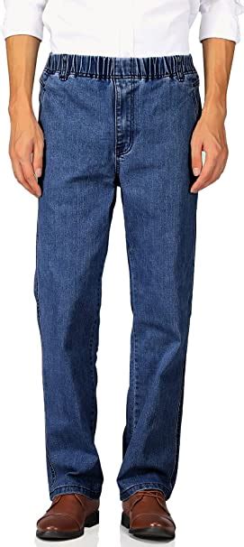 Soojun Mens Casual Loose Fit Elastic Waist Jeans Denim Pants At Amazon Mens Clothing Store