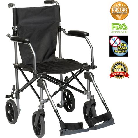 Healthline Super Light Weight Transport Wheelchair Lightweight Folding