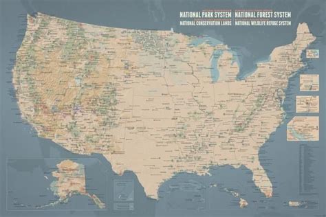 Nps X Usfs X Blm X Fws Interagency Federal Lands Map 24x36 Poster