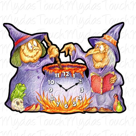 Witch And Cauldron Clock Pendle Witches Mydas Touch