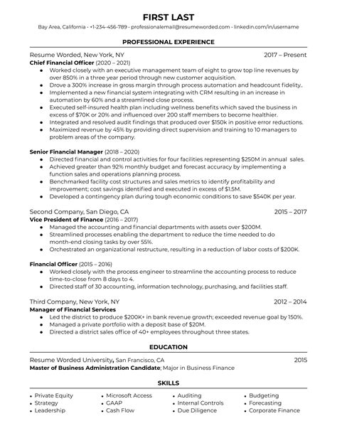 Chief Financial Officer Cfo 1 Resume Examples For 2024 Resume Worded