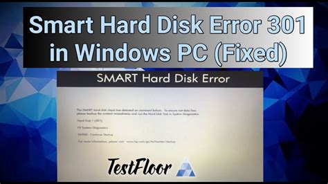 How To Disable Smart Hard Disk Error 301 In Windows Pc Youtube