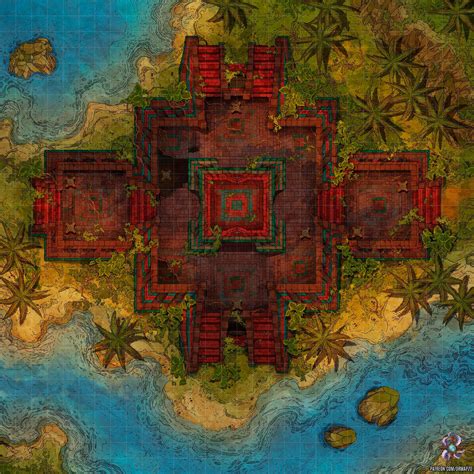 Ancient Jungle Temple Battle Map 30x30 Battlemaps