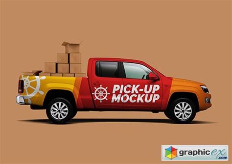 pick  truck mockup   vector stock image photoshop icon