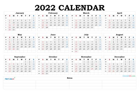 2022 Free Yearly Calendar Template Word 22ytw186