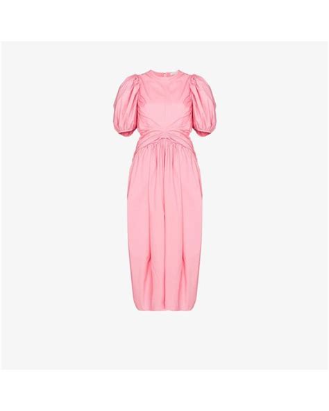 Cecilie Bahnsen Cotton Juniper Textured Midi Dress In Pink Lyst