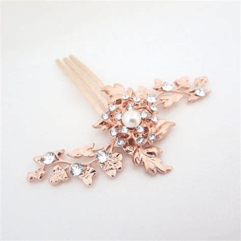 Rose Gold Bridal Hair Comb Small Wedding Hair Comb Wedding Jewelry