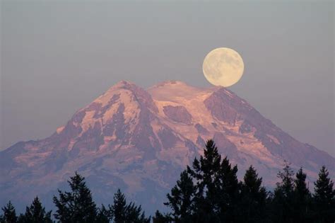 A Blue Moon Over Mt Rainier Washington State Beautiful Moon