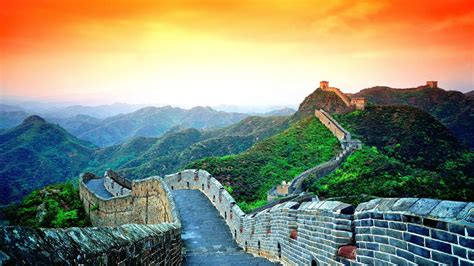 A Colorful Sky Over Wall Of China Desktop Wallpapers 1920x1080
