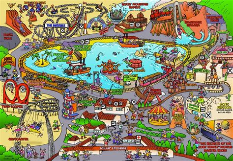 Cartoon Map American Adventure Theme Park The Cartoonstudio For