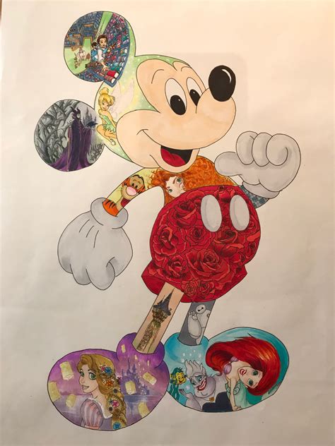 Disney Collage Mickeymouse Copic Disney Collage Cartoon Drawings