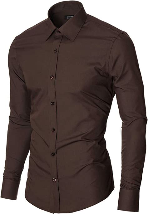 Moderno Mens Shirts Dress Shirt Formal Shirt Slim Fit Long Sleeve Mod1426ls Brown Eu
