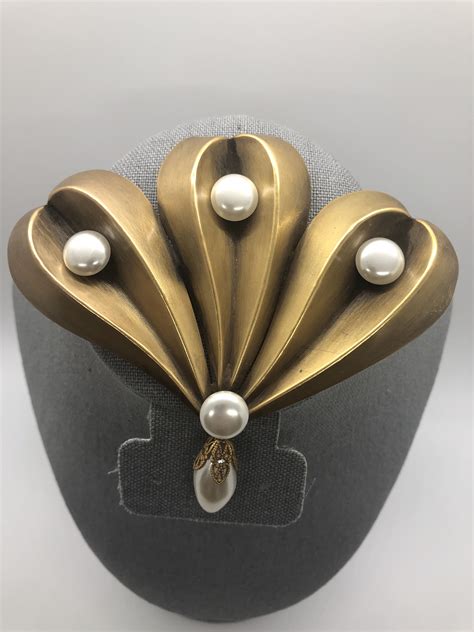 Reserved Sally Joseff Of Hollywood Brilliant Russian Gold Etsy Faux Pearl Matching Earrings