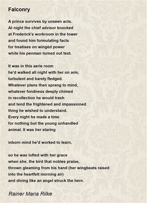 Falconry Poem By Rainer Maria Rilke Poem Hunter