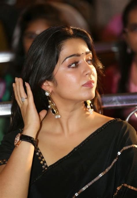 Charmi In Black Saree At Mantra Movie Audio Launch Photos Actress