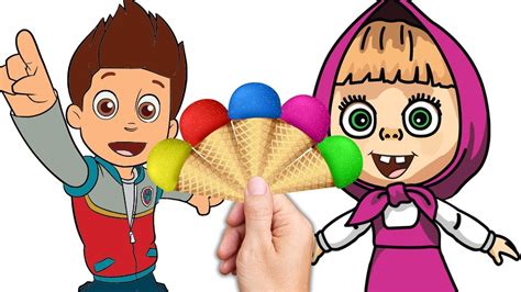 Masha And Ryder Crying For Colorful Ice Creams Colors Learn Youtube