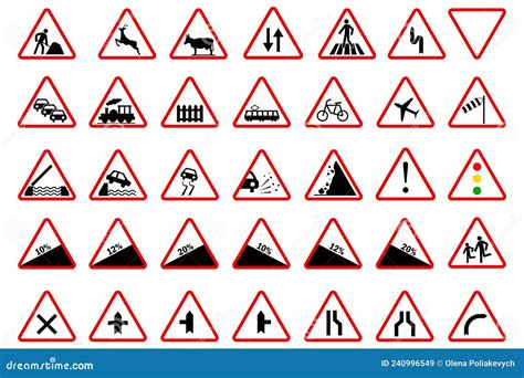 Priority Road Signs Mandatory Road Signs Traffic Laws Vector