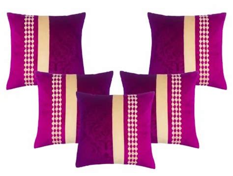 gold and purple printed silk cushion cover shape square size 40x40 cm rs 210 set id