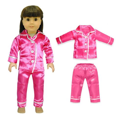 Doll Clothes Pink Satin Pjs Pajama Set Outfit Fits American Girl Doll My Life Doll Our