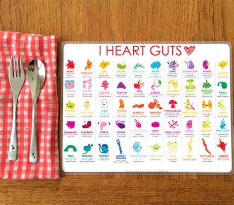 Body Bits Laminated 85 X 11 Placemat Or Mini Poster I Heart Guts