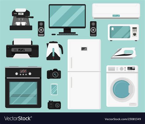 Set Of Electric Home Appliances Royalty Free Vector Image