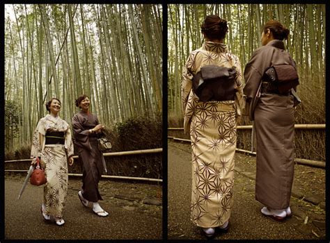 traditional japanese women with kimono in sagano bamboo fo… flickr