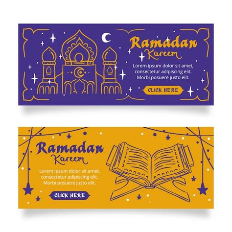 Premium Vector Horizontal Ramadan Banners