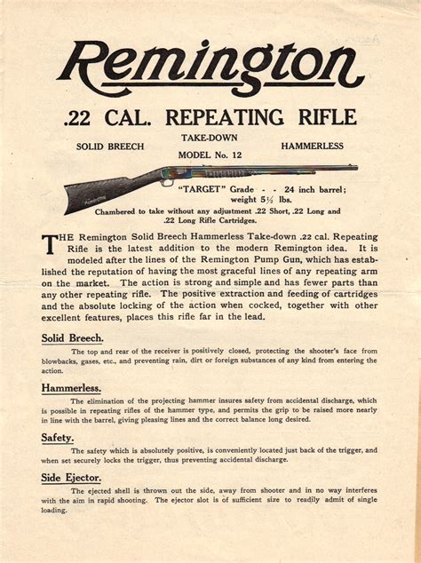 Remington Model 12 Manual Remington Society Of America
