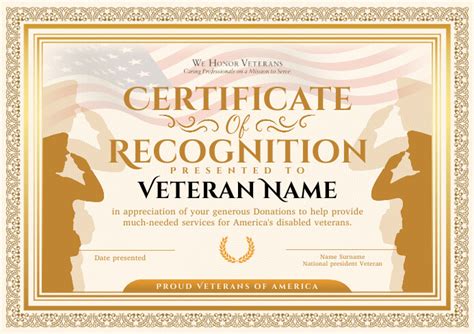 Veterans Recognition Certificate Template Postermywall