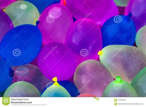 Many Bright And Colorful Water Balloons Close Up Stock Image Image Of