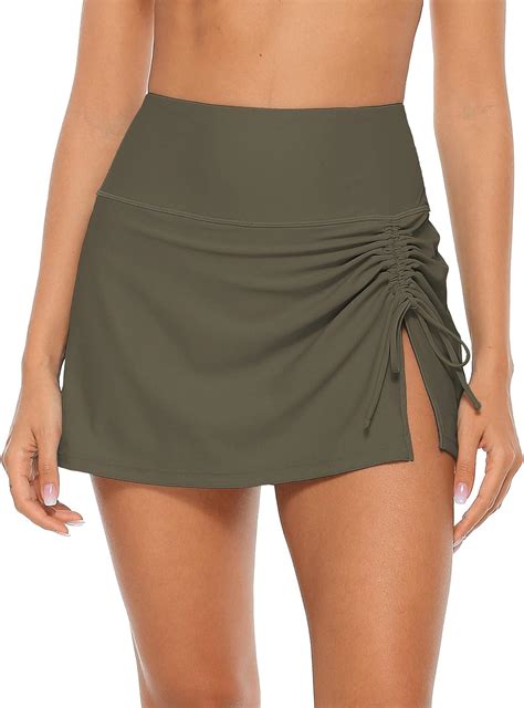 Alove Women Solid Swim Skirt With Brief Skirted Swimsuit Bottom Tankini Shorts Amazon Co Uk