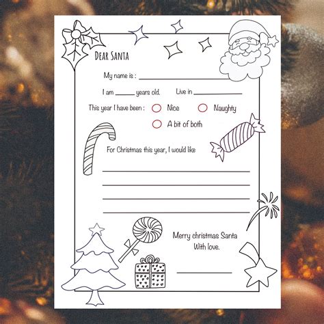 Letter To Santa Coloring Page Instant Printable Christmas Etsy