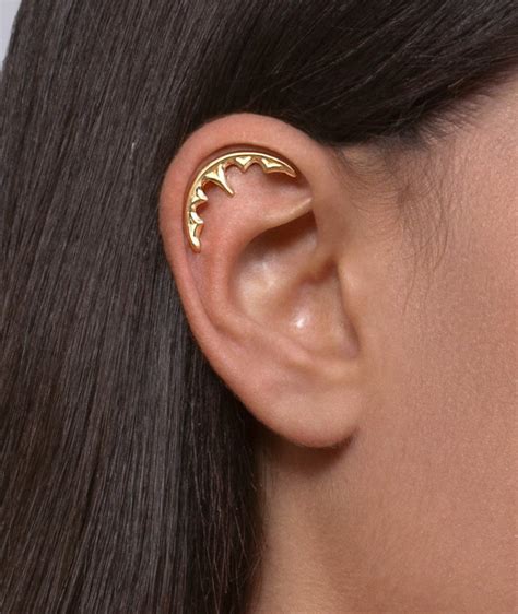 Gold Gothic Cartilage Stud Earring In 2020 Gold Helix Earrings Stud