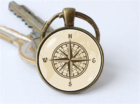 Nautical Keychain Old Compass Key Ring Antique Compass Compass Etsy