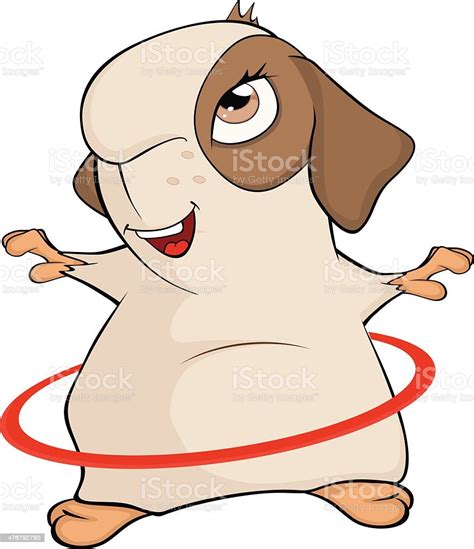 Funny Brown Guinea Pig And Hula Hoop Cartoon Stock Illustration