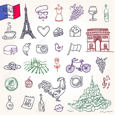 Symbols Of France As Funky Doodles Stock Vector 24928729 Travel