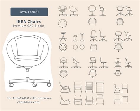 Ikea Chairs Autocad Blocks Dwg File Etsy