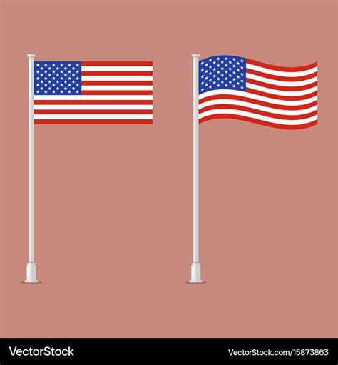 American Flag On Pole Royalty Free Vector Image
