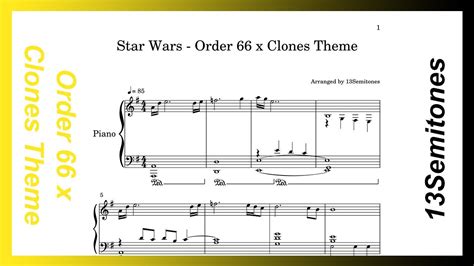 Star Wars Order 66 X Clones Theme Free Piano Sheets Youtube