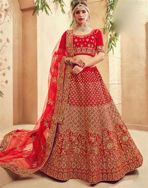 Royal Bride Heavy Work Bright Red Lehenga Choli Lehengas Designer